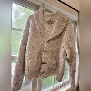 Irish Sweater Cardigan 100% wool Aran Crafts